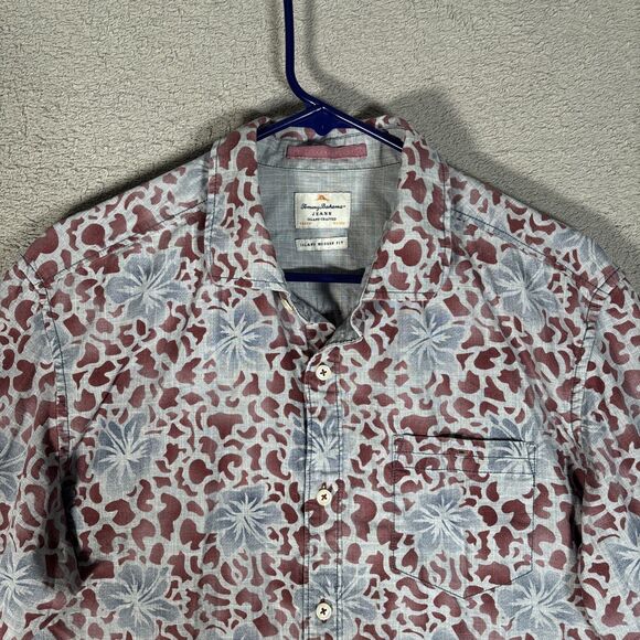 Tommy Bahama Jeans Shirt Men’s Size M Island Crafted Blue Red Floral Print L/S - Picture 3 of 14